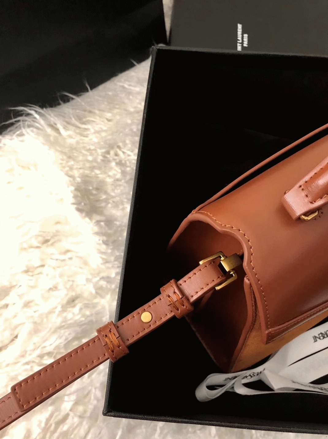 Fake Sa1nt Lau*nt Cassandra Medium Bag Brown Suede