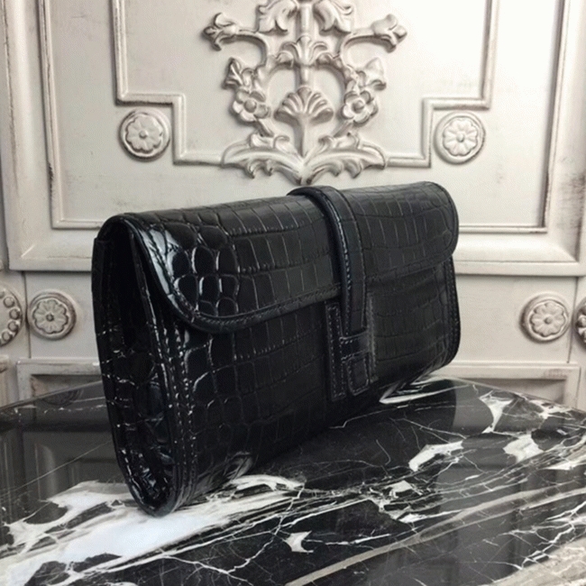 Blue electric crocodile leather replica H**me5 Jige Elan clutch bag