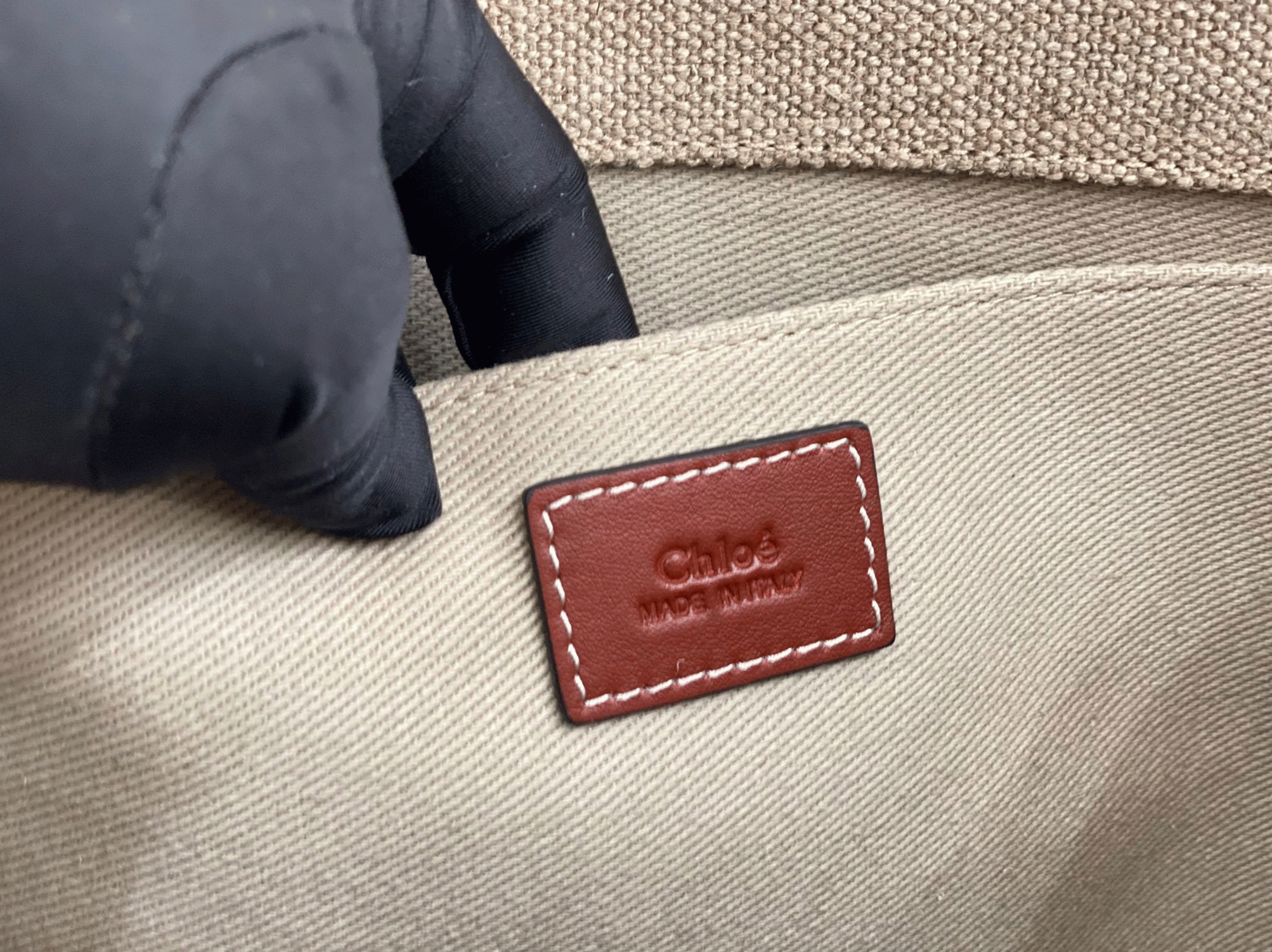 Top Quality Knockoff Chloe Woody Medium Tote Bag in Linen Canvas with Brown Leather