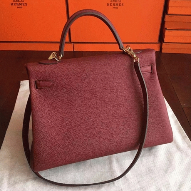 Bordeaux Clemence Replica H**me5 Kelly 35cm Rich Color Bag