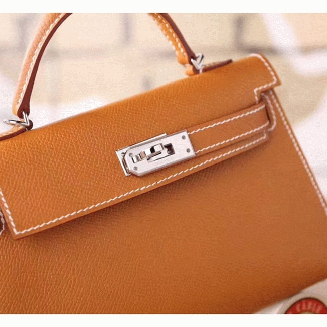 Brown Epsom Knockoff H**me5 Kelly 20CM Elegant Handbag