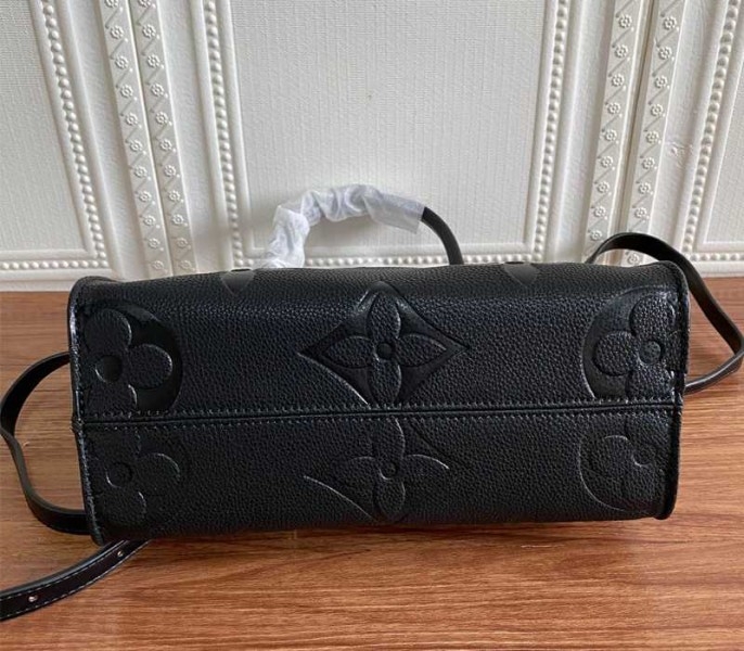 L0vis Vvtt0n Monogram Empreinte Leather Onthego PM Bag In Black