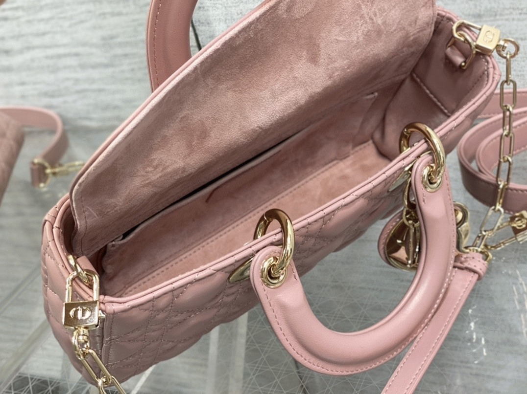D10r Lady D-Joy Medium Bag Replica in Peony Pink