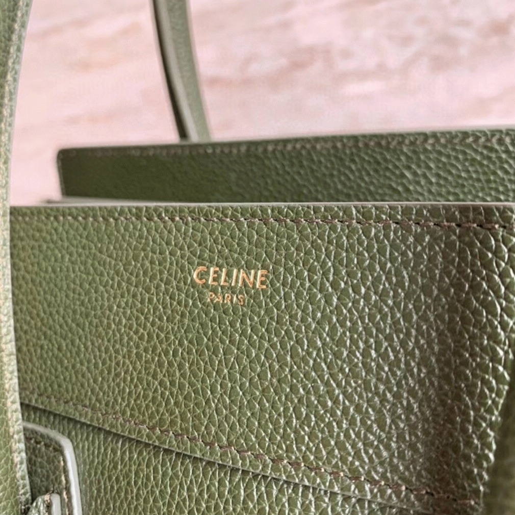 Ce1i*e Micro Luggage Tote Bag Knockoff in Khaki Green