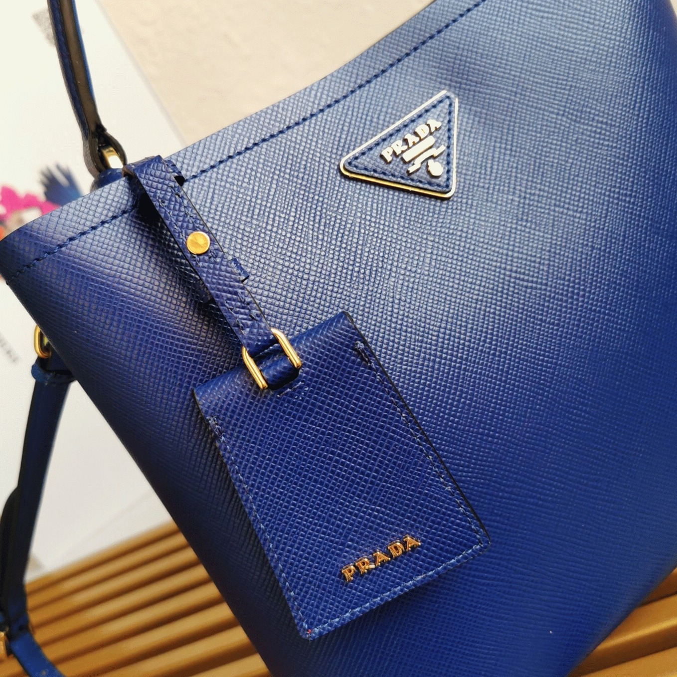 Blue Pra*a Large Panier Bag Fake