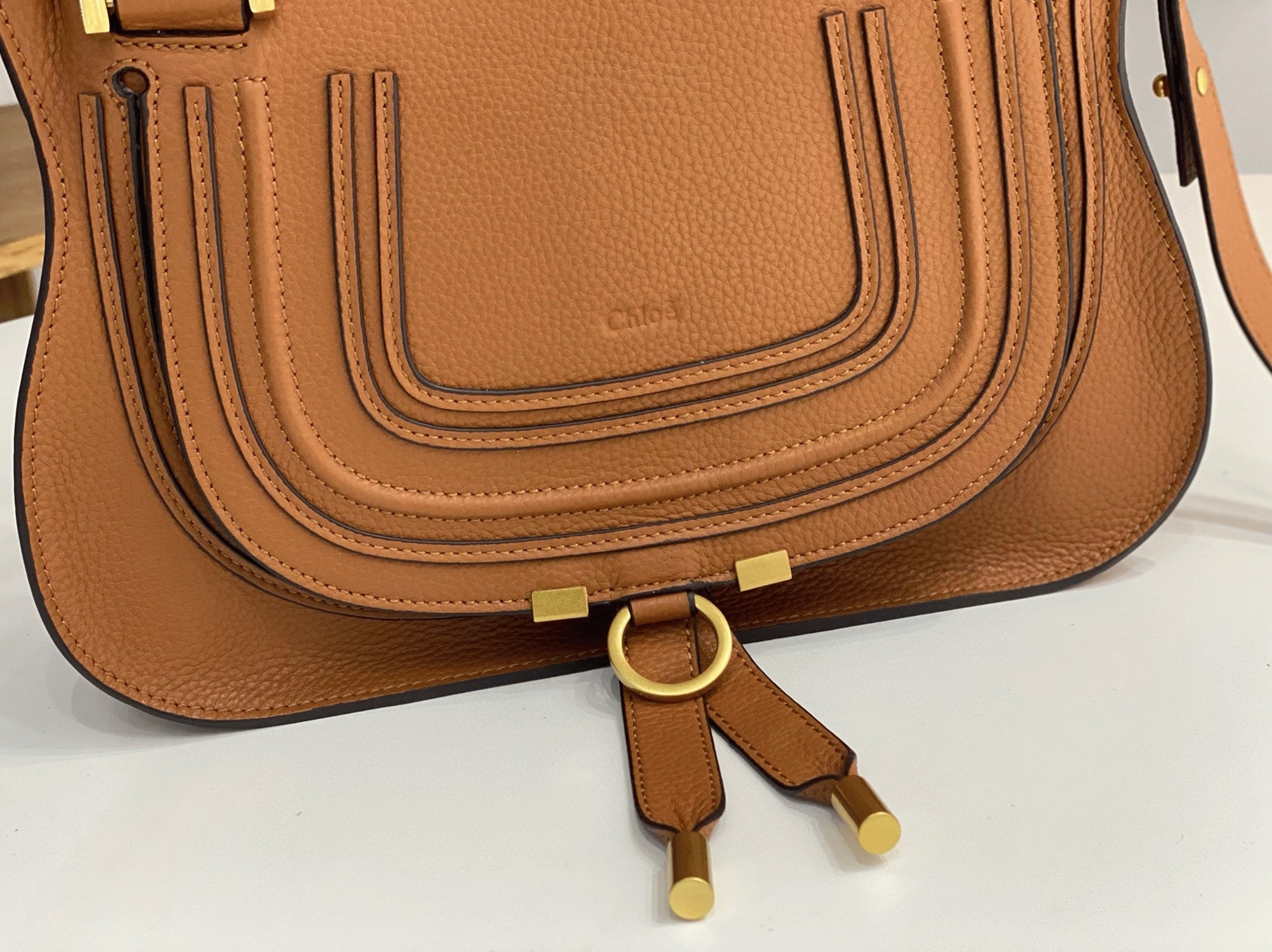 Top Quality Replica Chloe Marcie Small Double Carry Bag in Blue Grained Leather