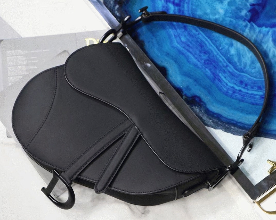 D10r Saddle Mini Bag Knockoff in Black Ultramatte Calfskin