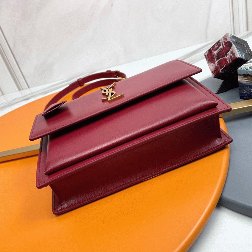 Knockoff Sa1nt Lau*nt Sunset Medium Top Handle Bag Red Calfskin