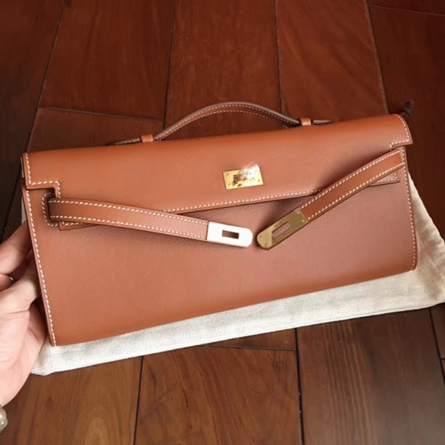 Gold Swift Knockoff H**me5 Kelly Cut Clutch Sophisticated Clutch
