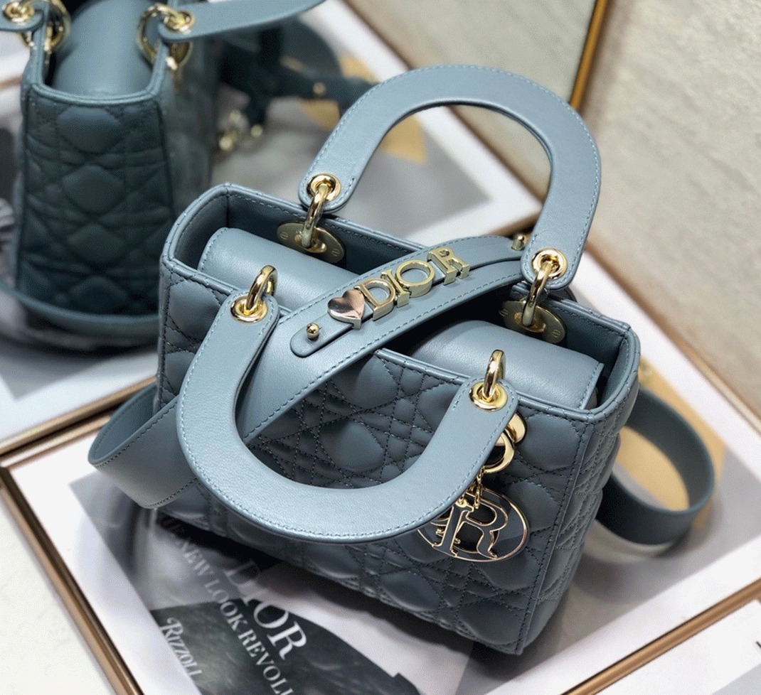 D10r Small Lady D10r My ABCD10r Bag Fake in Blue Cannage Lambskin
