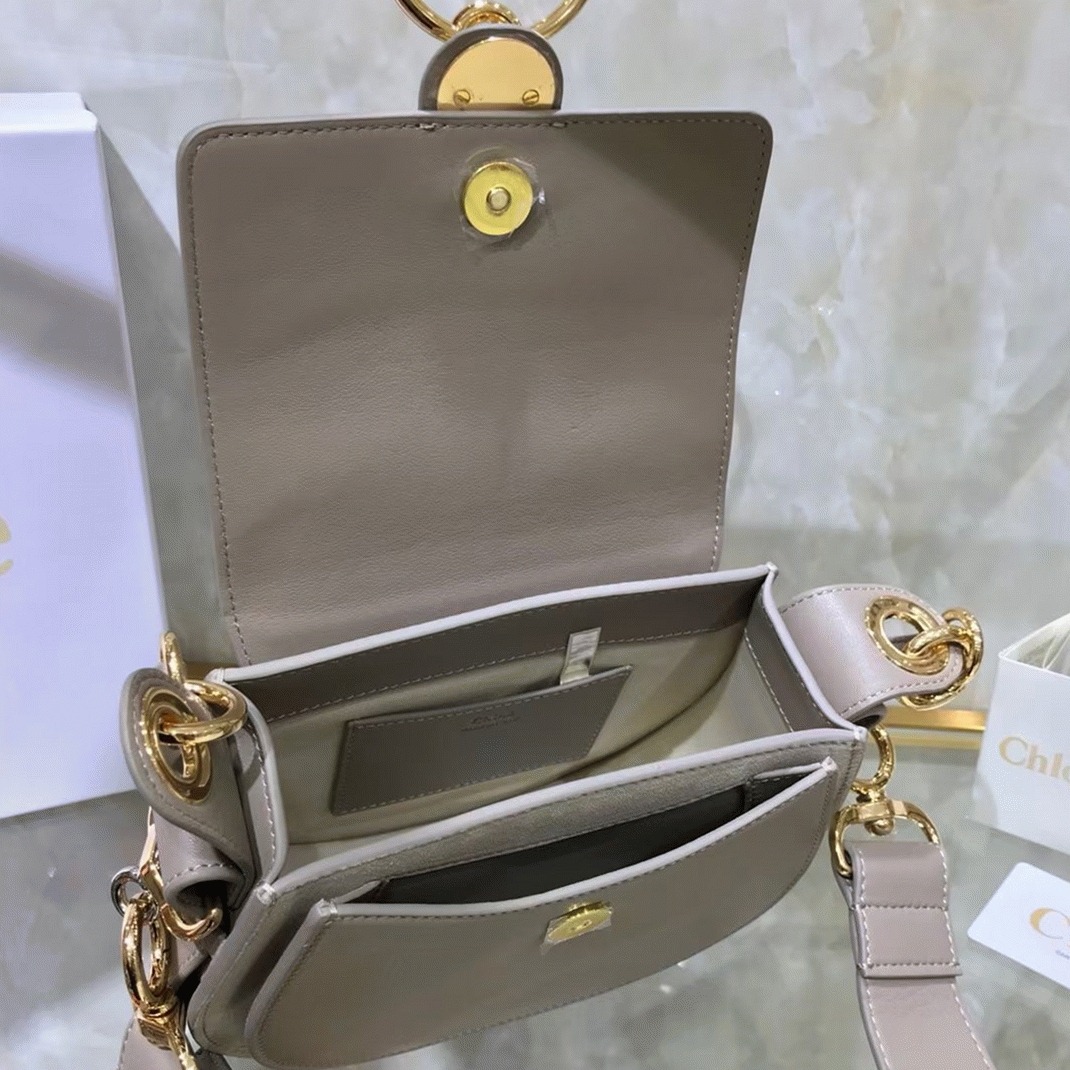 Top Quality Replica Chloe Small Tess Shoulder Bag In Grey Calfskin