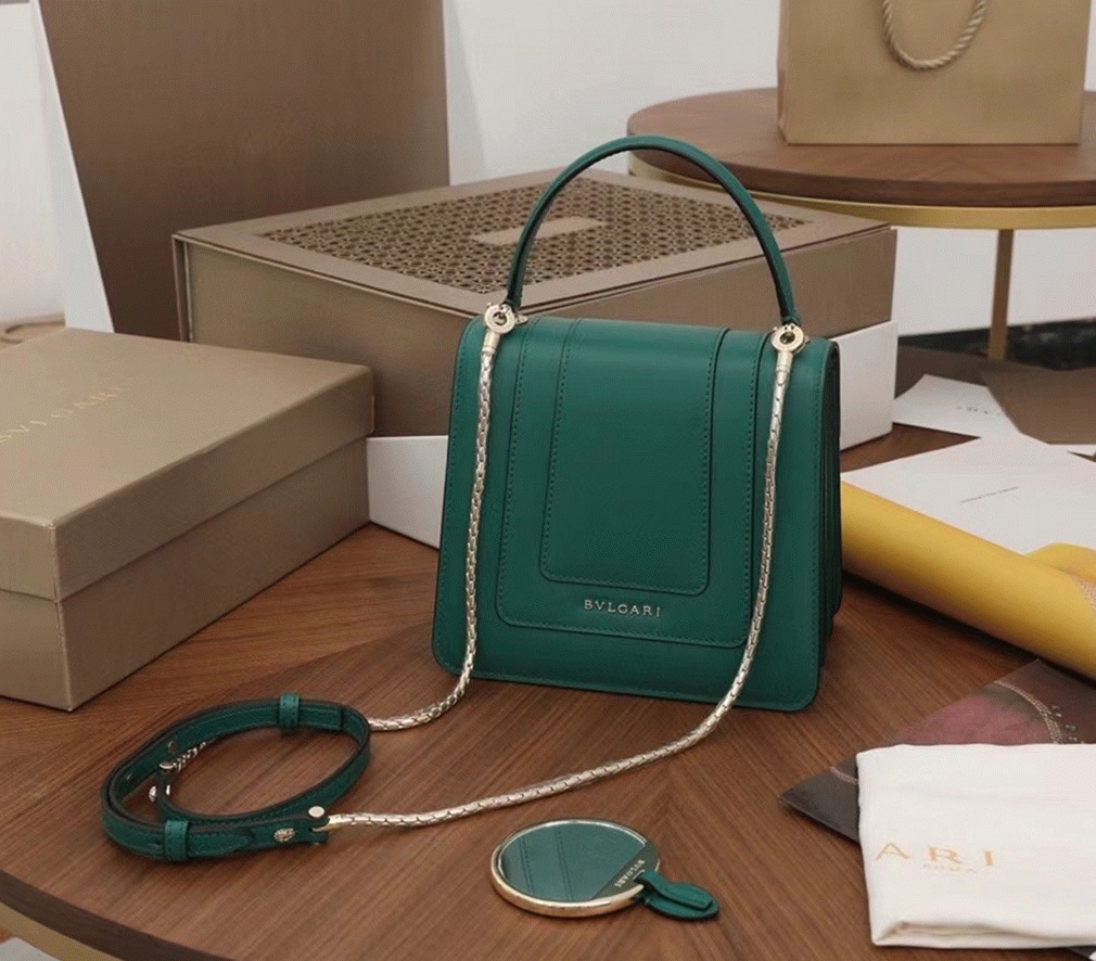 Fake Bv1g*ai Serpenti Forever Small Bag Green Calfskin