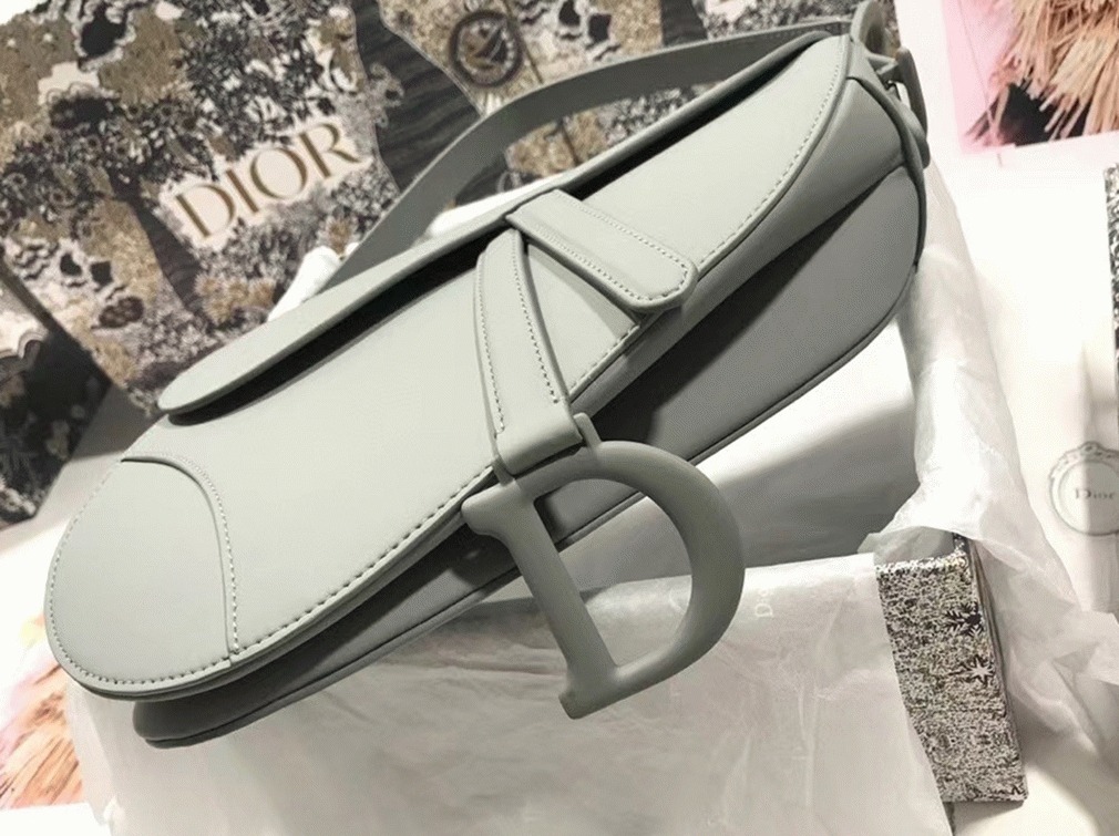 D10r Saddle Bag Faux in Grey Ultramatte Calfskin