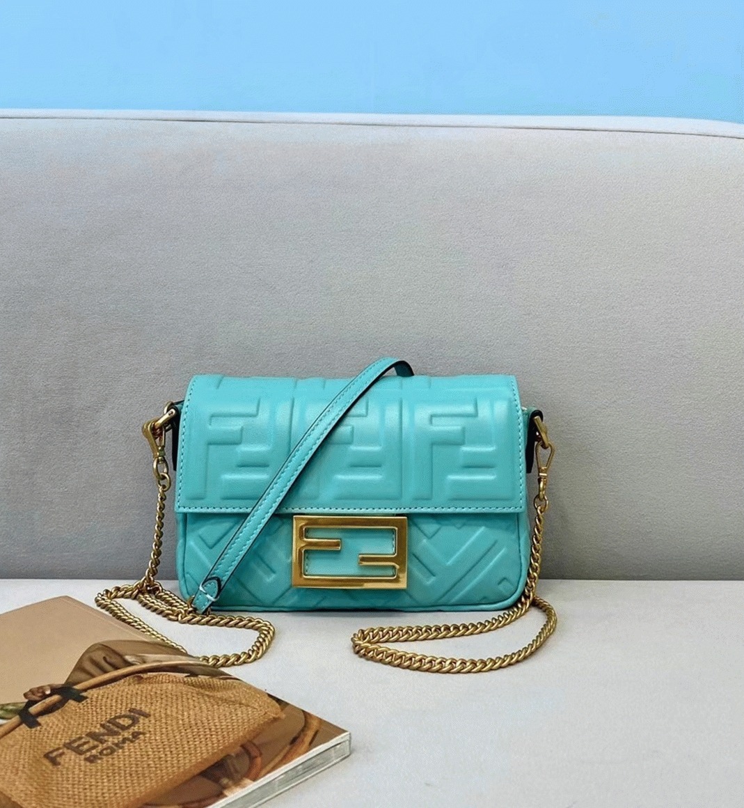 Top Quality Fake F**di Small Baguette Bag In Blue FF