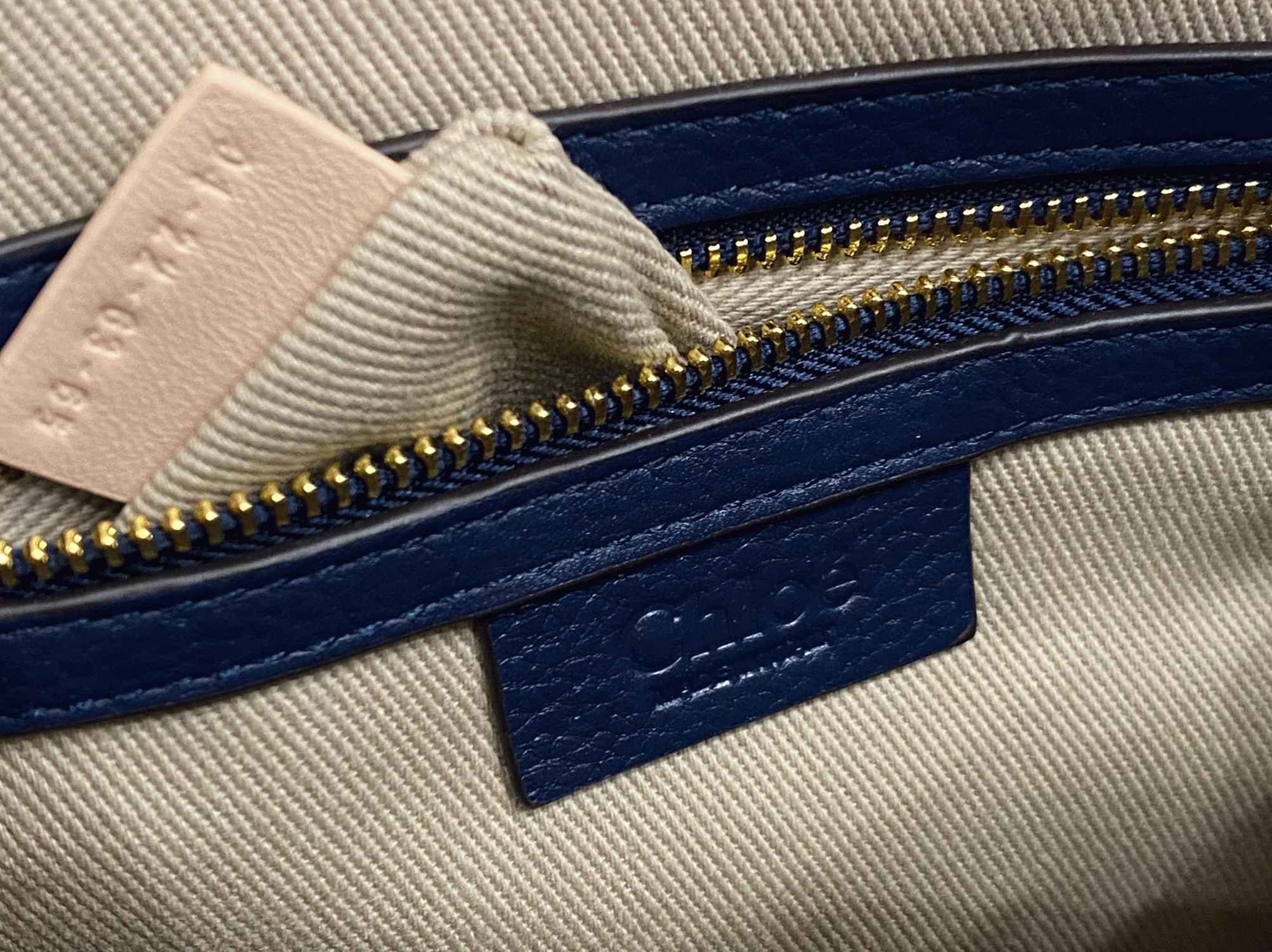 Top Quality Fake Chloe Marcie Small Double Carry Bag in Blue Grained Leather