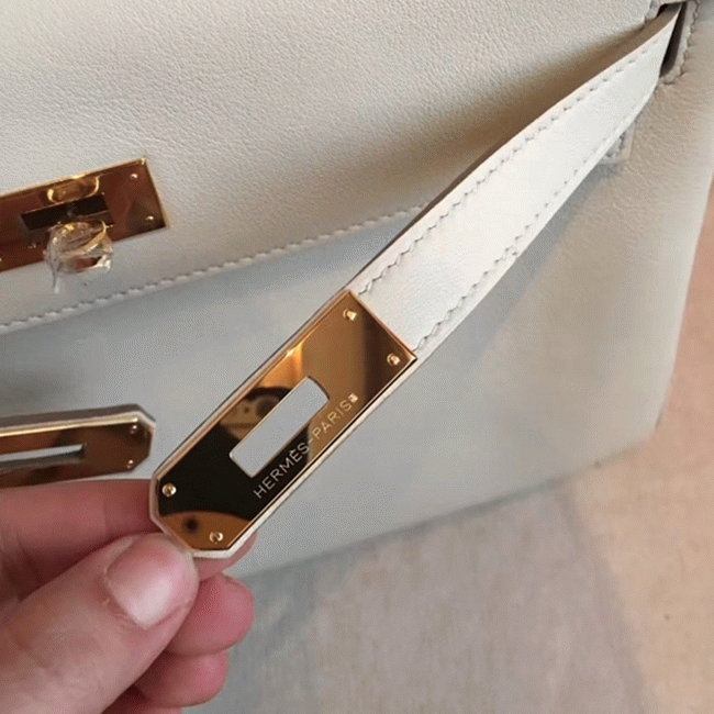 Ivory Swift Fake H**me5 Kelly Retourne 32cm Refined Purse