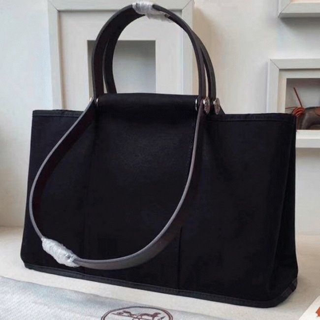 Black Canvas Fake Luxury H**me5 Cabag Elan Stylish Tote