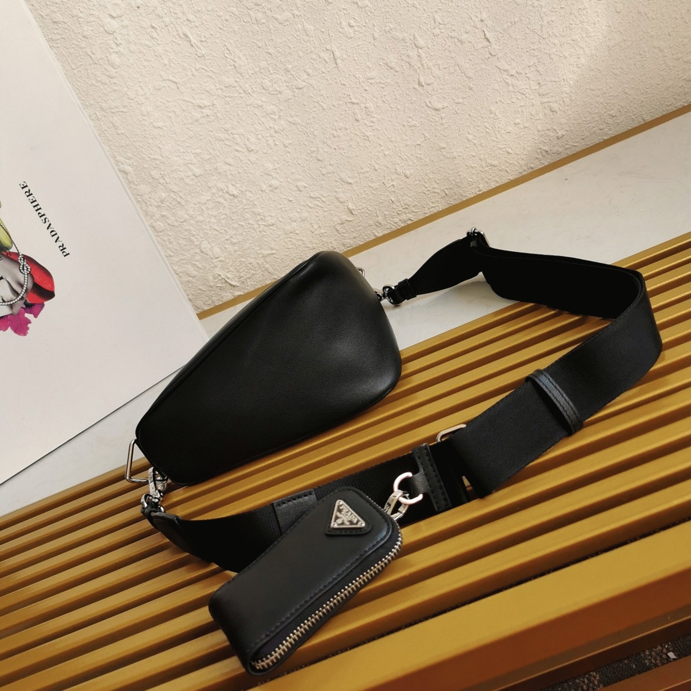 Pra*a Triangle Shoulder Bag Knockoff in Black