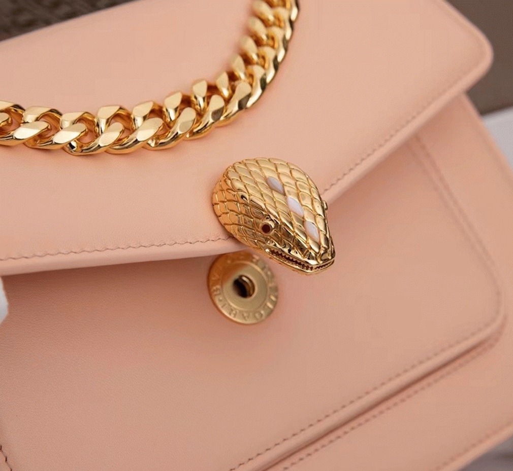 Fake Bv1g*ai Serpenti Forever Medium Crossbody Bag with Chain Nude