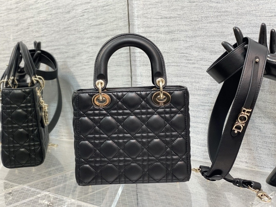 D10r Small Lady D10r My ABCD10r Bag Knockoff in Black Cannage Lambskin