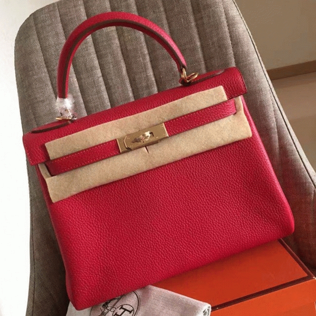 Red Clemence H**me5 Kelly Retourne 28cm Replica Handbag
