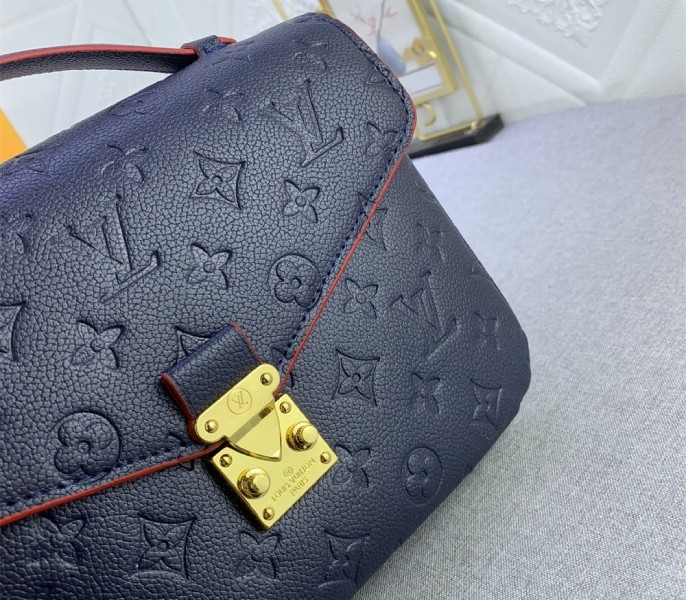 LV Monogram Empreinte Leather Metis In Navy Blue And Red