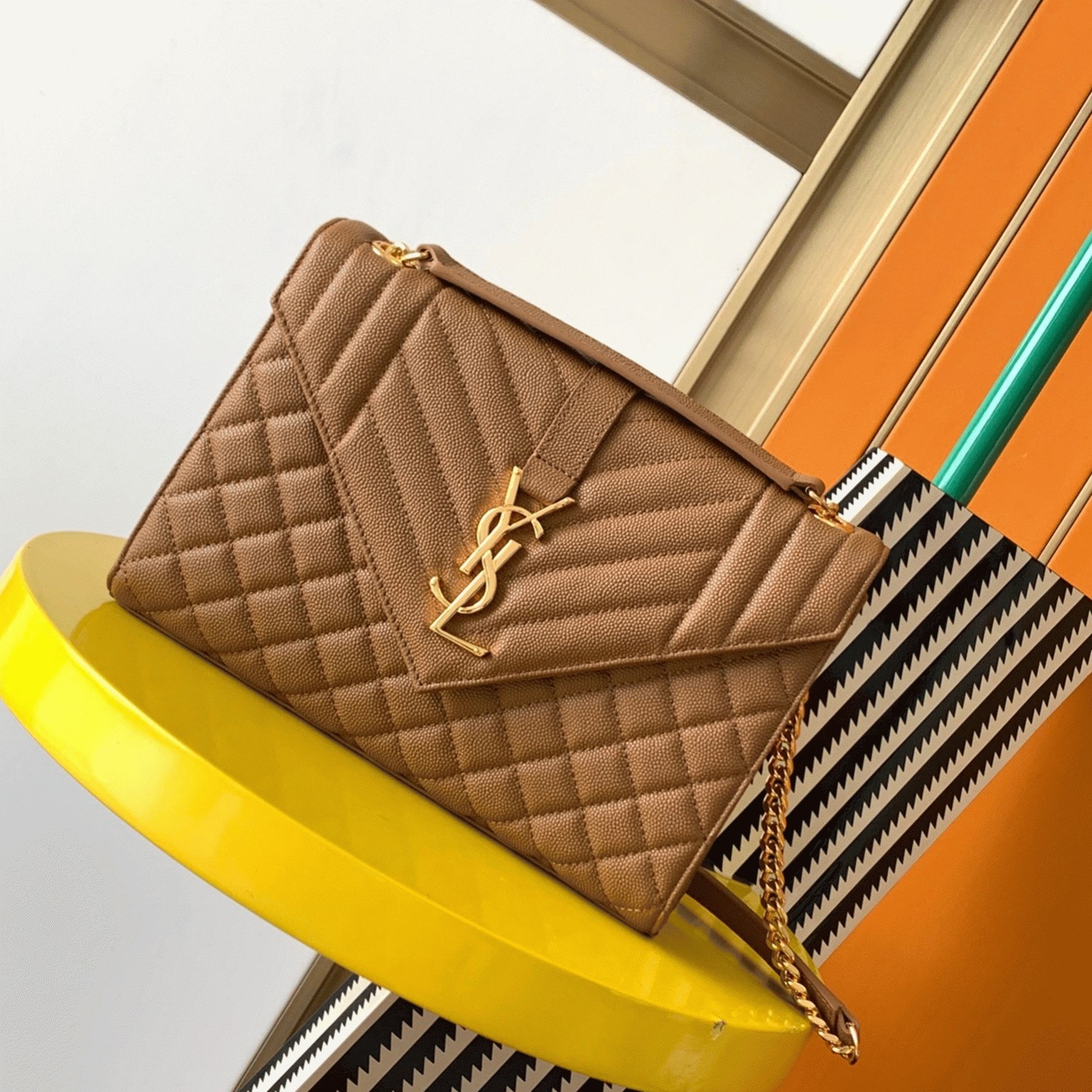 Fake Sa1nt Lau*nt Envelope Medium Bag Brown