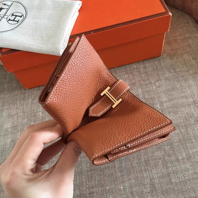 Brown Knockoff Designer H**me5 Bearn Wallet