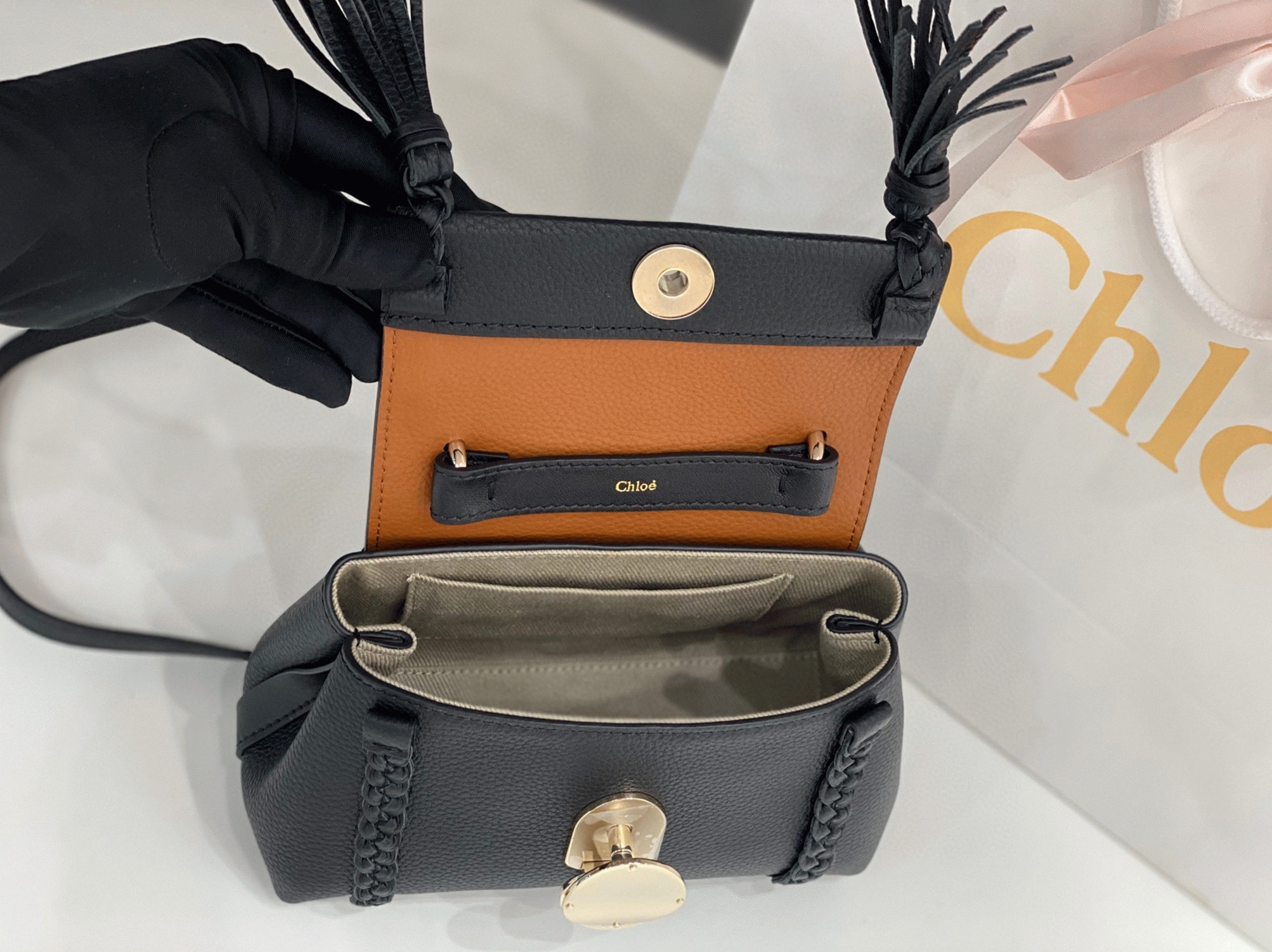 Top Quality Fake Chloe Penelope Mini Shoulder Bag in Black Grained Calfskin