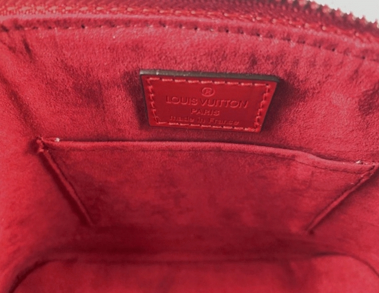 L0vis Vvtt0n Epi Leather Alma BB Handbag In Red With Jacquard Strap