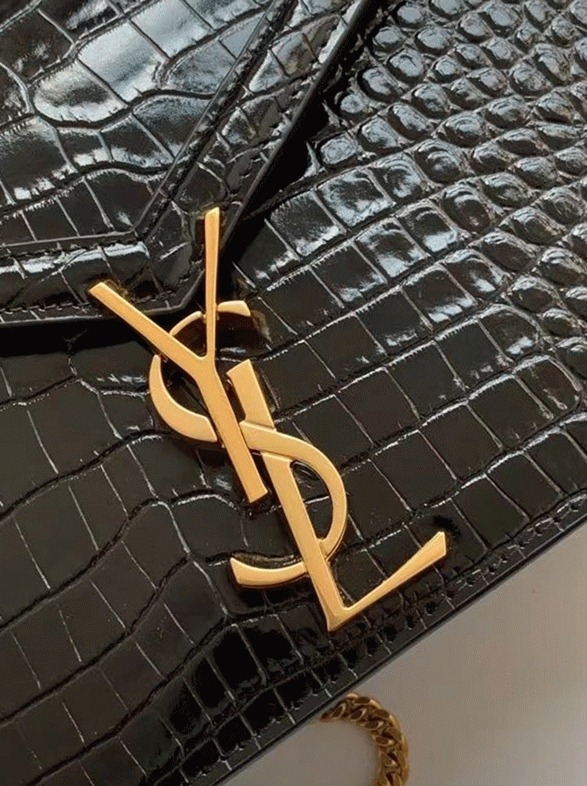 Fake Sa1nt Lau*nt Cassandra Medium Bag Black Crocodile