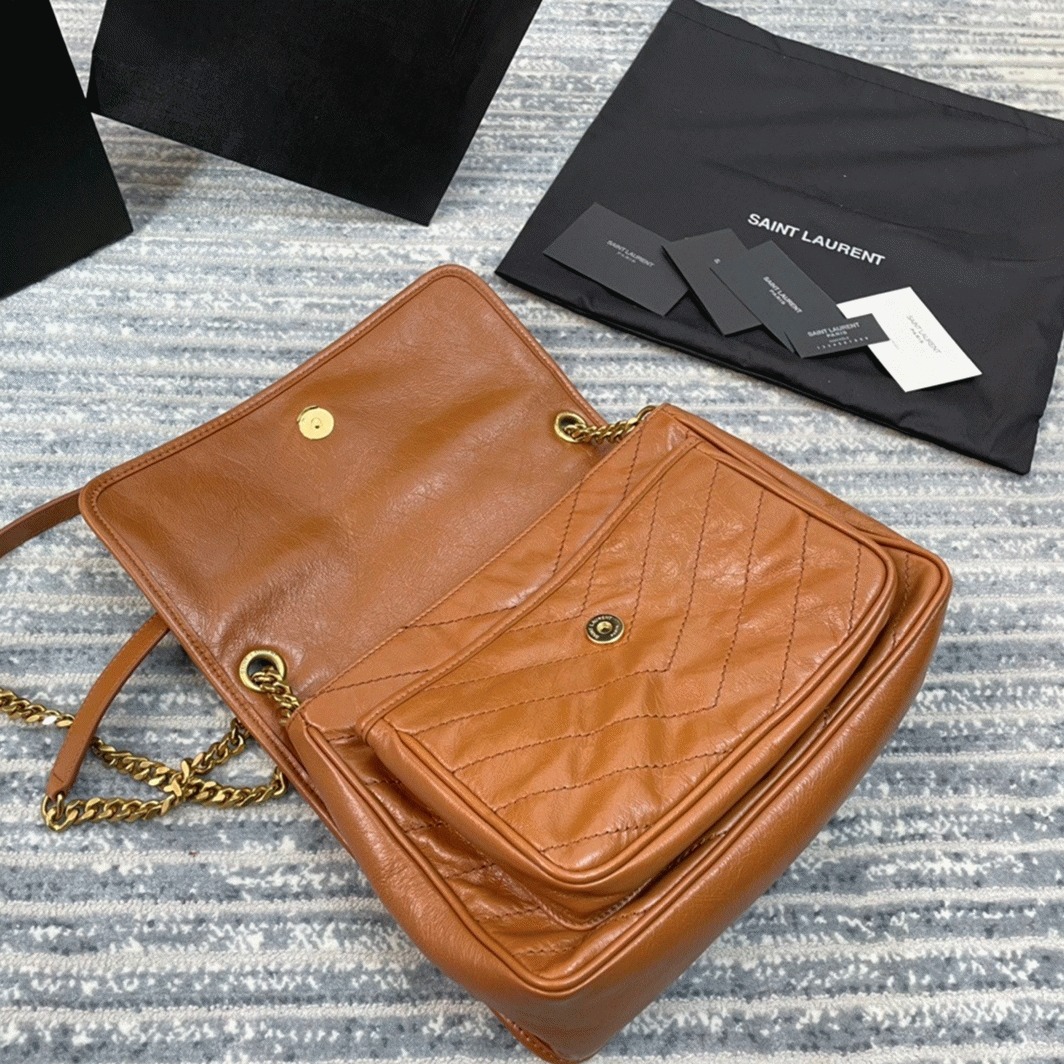 Fake Sa1nt Lau*nt Niki Medium Chain Bag Brown