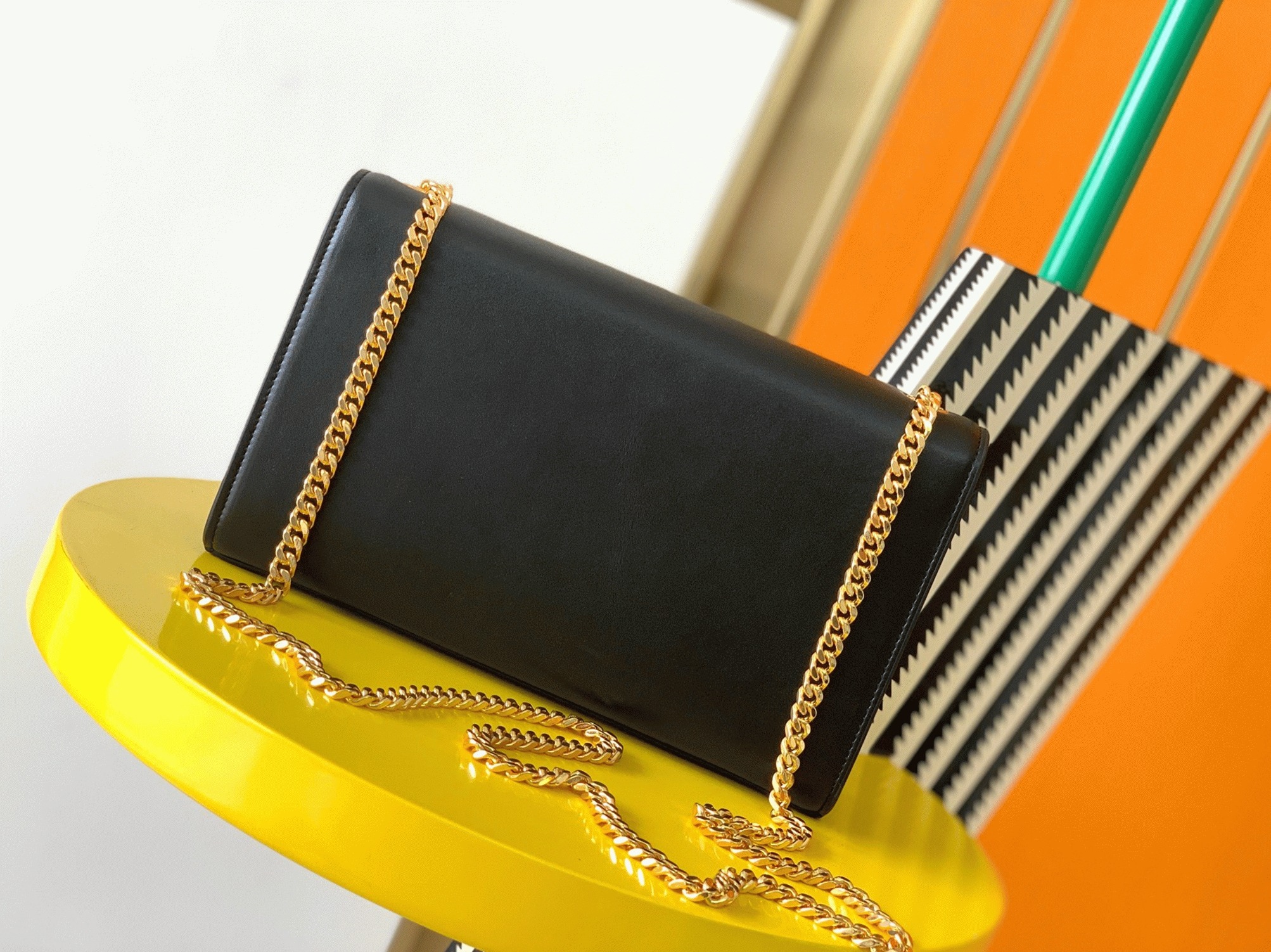 Fake Sa1nt Lau*nt Kate Medium Tassel Bag Black Smooth Leather