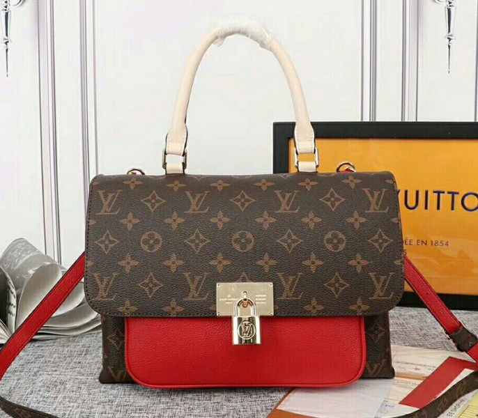 L0vis Vvtt0n Monogram Canvas Marignan Bag In Coquelicot Red