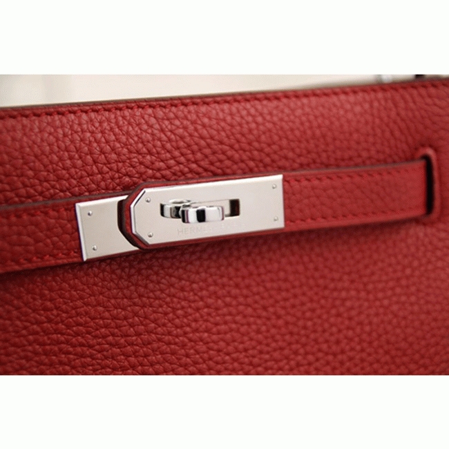 Red Leather Fake H**me5 So Kelly 22cm Bold Color Purse