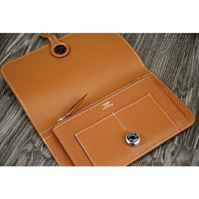 Brown best replica H**me5 Dogon combine wallet