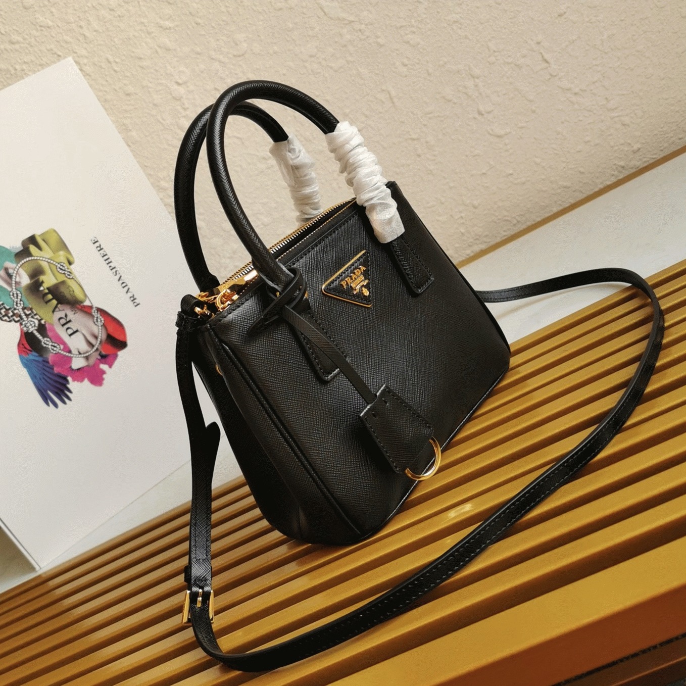 Black Pra*a Mini Galleria Bag Best Replica