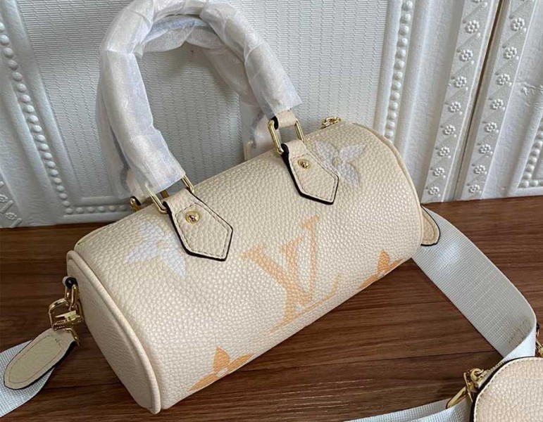 L0vis Vvtt0n Bicolor Monogram Empreinte Papillon BB Bag In Cream And Saffron