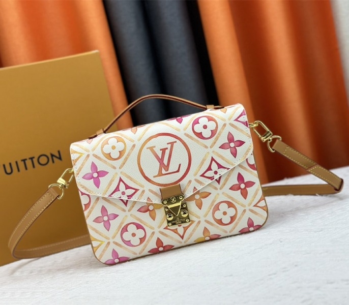 L0vis Vvtt0n LV By The Pool Monogram Tiles Canvas Metis Handbag In Coral