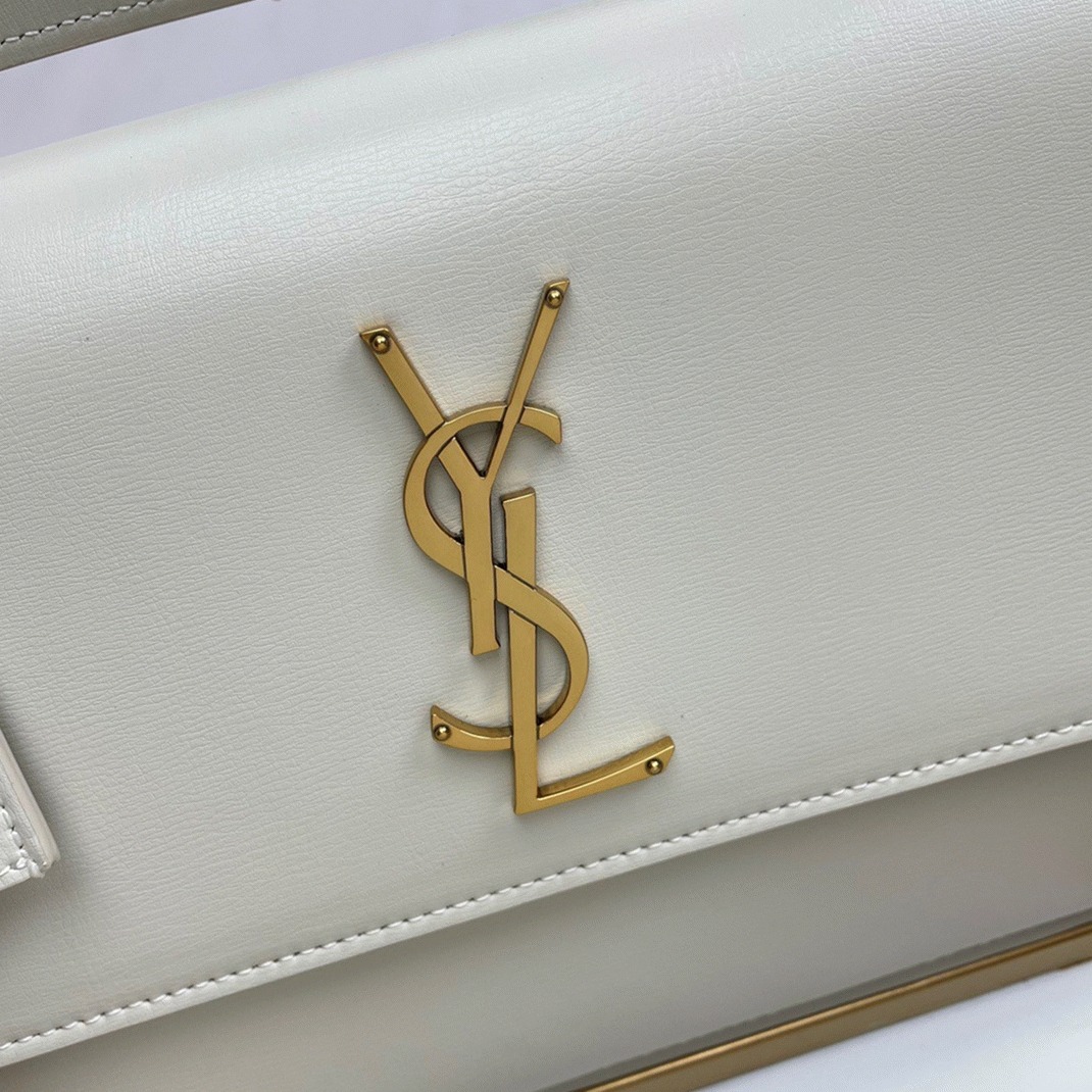 Knockoff Sa1nt Lau*nt Sunset Medium Top Handle Bag White Calfskin