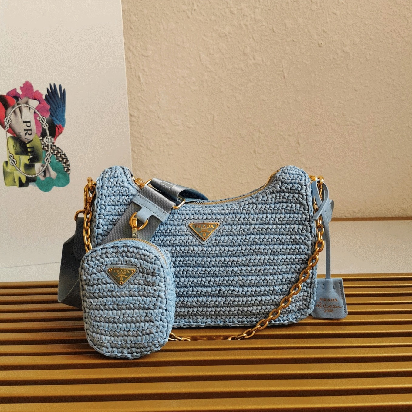 Pra*a Re-Edition Shoulder Bag Fake in Blue