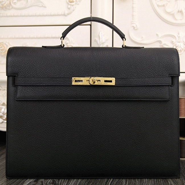Black Calf Leather Replica Top H**me5 Kelly Depeche 38cm Professional Briefcase