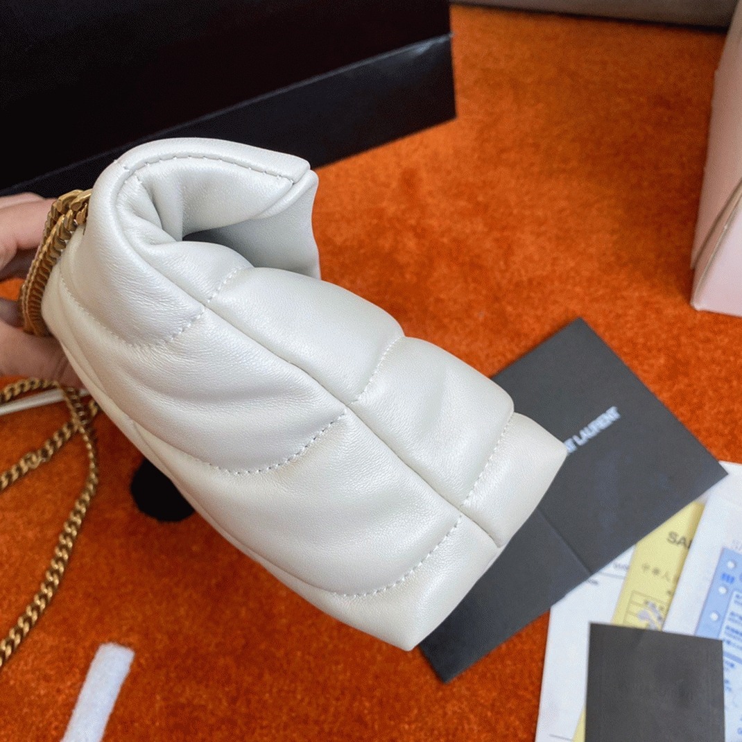 Replica Sa1nt Lau*nt Puffer Toy Bag White Quilted Lambskin