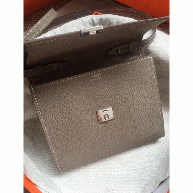 Grey 1:1 replica H**me5 Clic wallet with strap