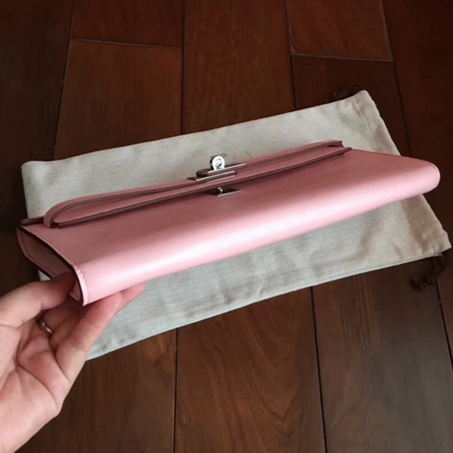 Rose Dragee Swift Knockoff H**me5 Kelly Cut Clutch Soft Pastel Bag
