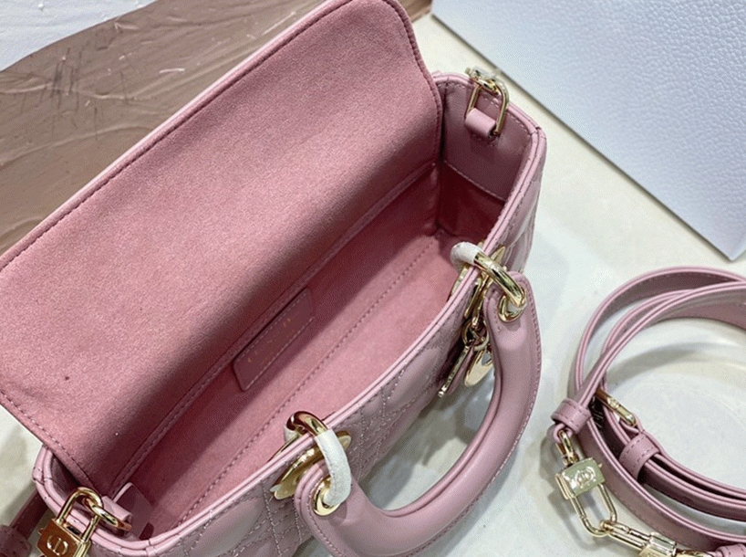 D10r Lady D-Joy Small Bag Fake in Peony Pink