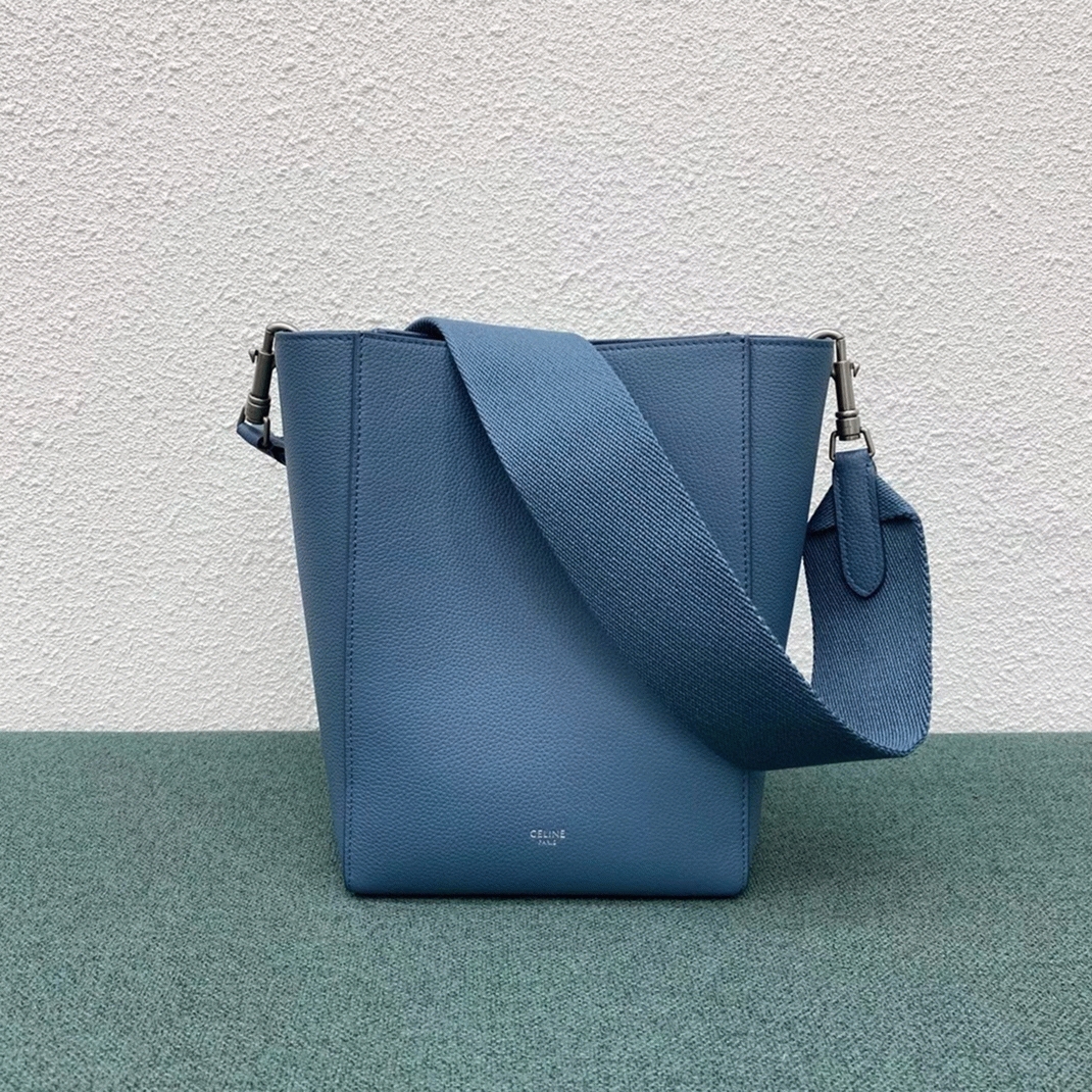 Top Quality Knockoff Ce1i*e Sangle Small Bucket Bag In Slate Blue Calfskin