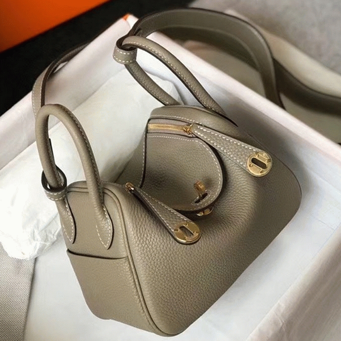Luxury replica H**me5 Lindy Mini handbag in tourterelle shade
