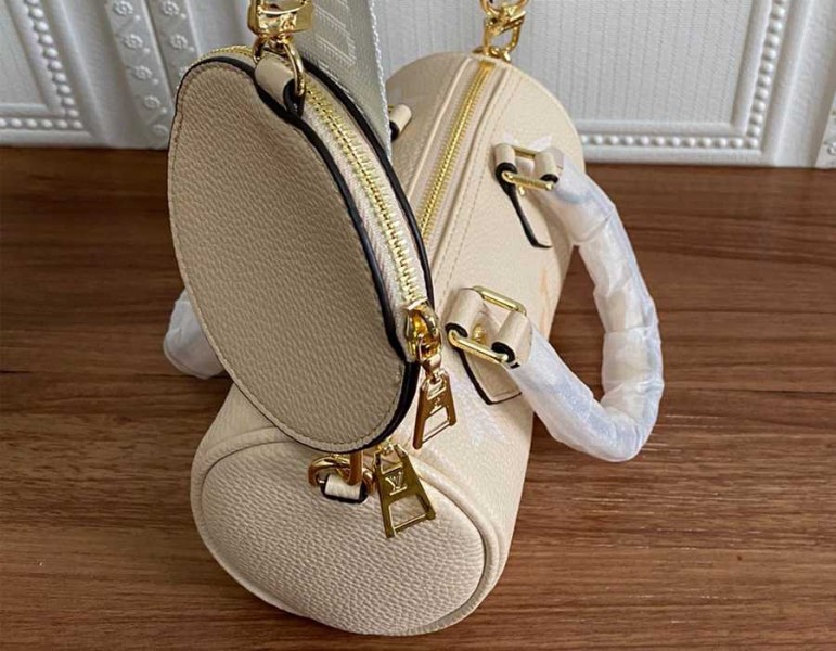 L0vis Vvtt0n Bicolor Monogram Empreinte Papillon BB Bag In Cream And Saffron