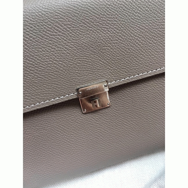 Grey 1:1 replica H**me5 Clic wallet with strap
